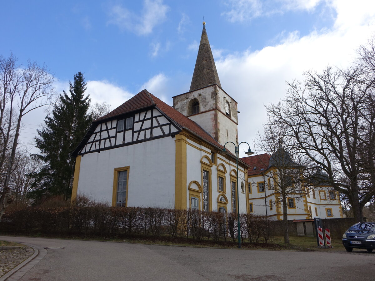 Marisfeld, evangelische St. Mauritius Kirche, erbaut bis 1711 (26.02.2022)