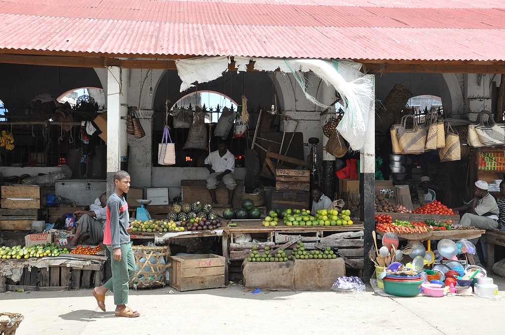 Markt in Stonetown auf Sansibar, Tansania. Foto vom April 2011.