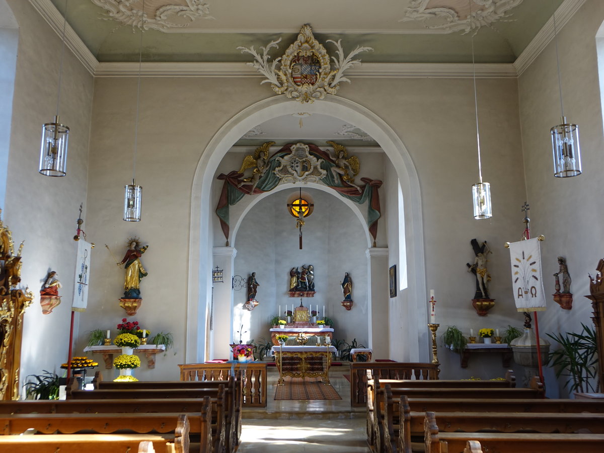 Marlach, barocker Innenraum der kath. Pfarrkirche St. Georg (15.10.2017)