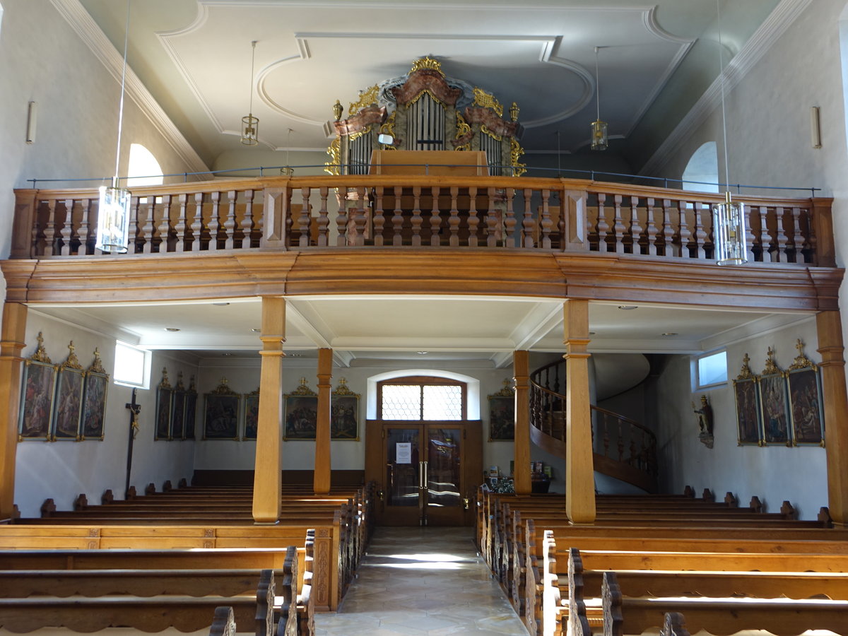 Marlach, Orgelempore in der kath. Pfarrkirche St. Georg (15.10.2017)