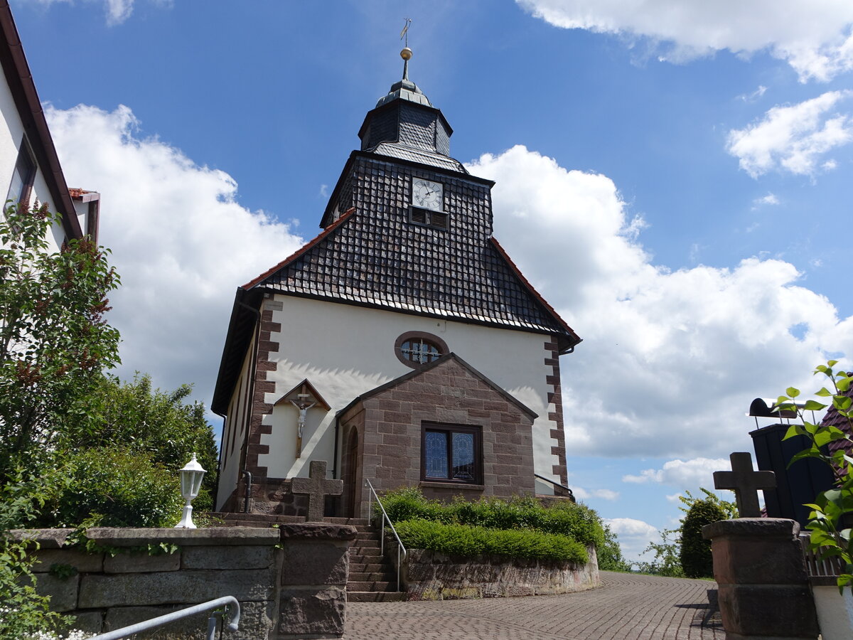 Marth, Pfarrkirche St. gidius, Saalbau mit dreiseitigem Chor, erbaut 1732 (02.06.2022)
