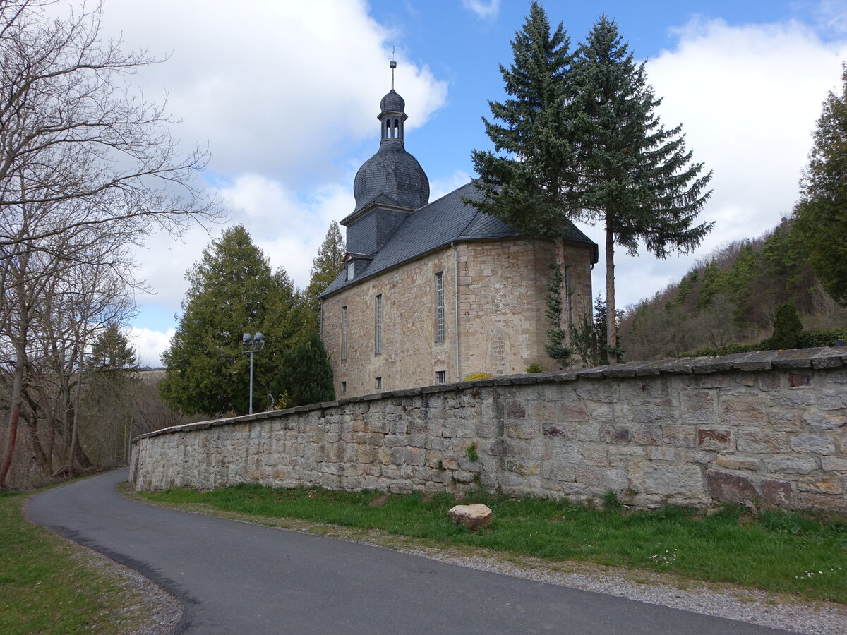 Martinroda, evangelische Kirche, barocke Saalkirche, erbaut 1720 (16.04.2022)