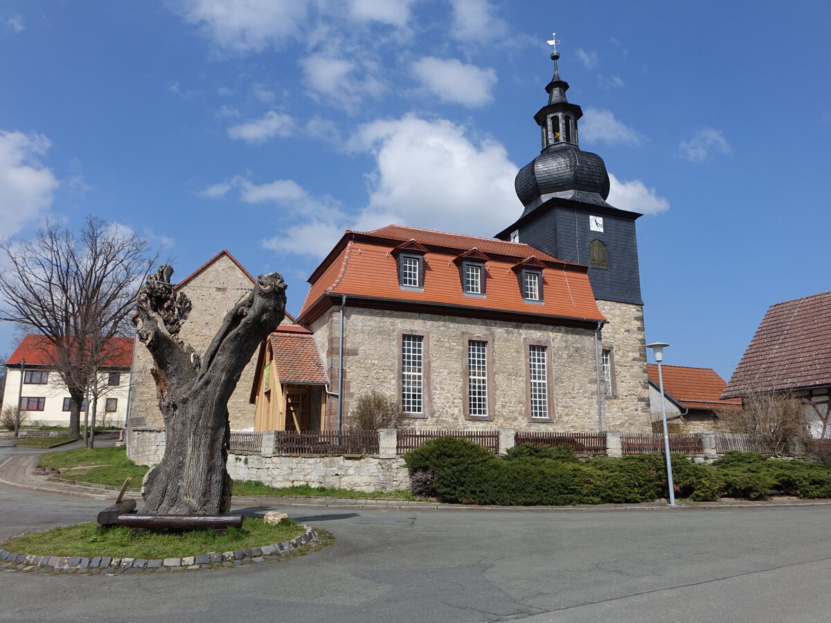 Meckfeld, evangelische St. Martin Kirche, erbaut bis 1767 (09.04.2023)