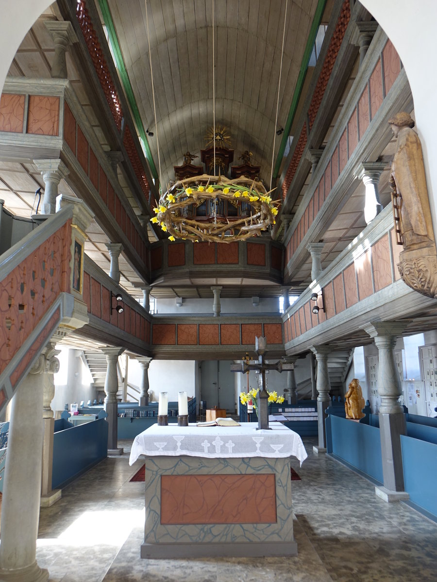 Meeder, Orgelempore in der Ev. Pfarrkirche St. Laurentius (08.04.2018)