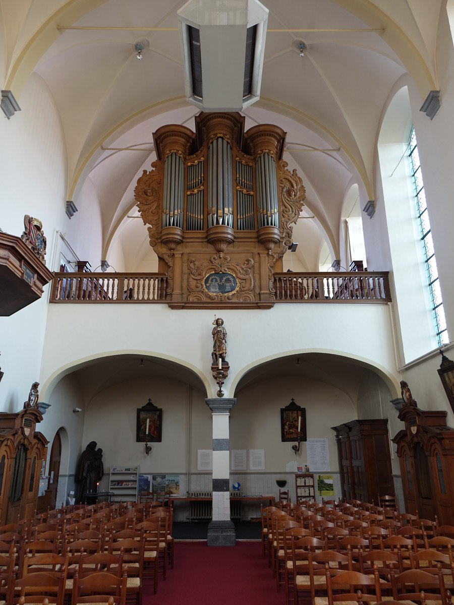 Megen, Orgelempore in der Franziskaner Klosterkirche, erbaut 1670 (06.05.2016)