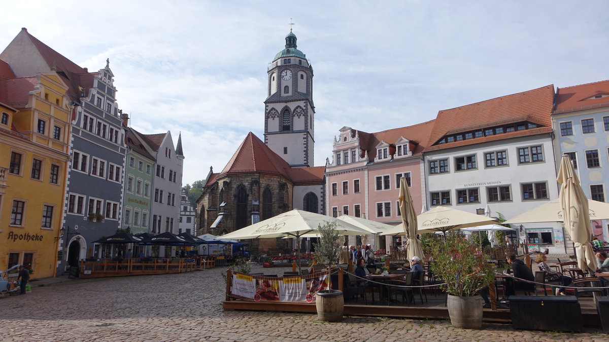 Meien, Frauenkirche am Marktplatz, sptgotische Hallenkirche, erbaut ab 1205 (02.10.2020)
