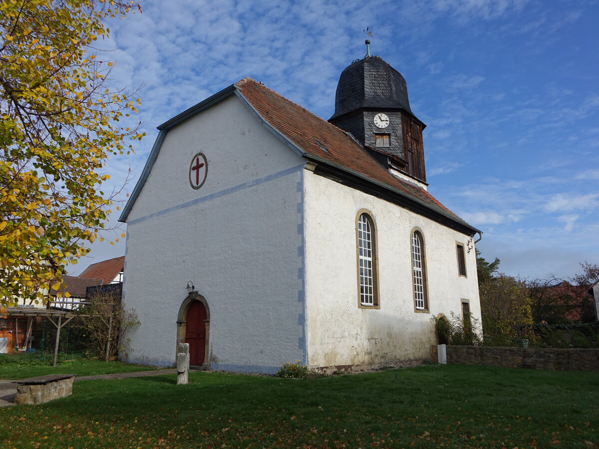 Melborn, evangelische St. Margarethen Kirche, erbaut 1769 (12.11.2022)