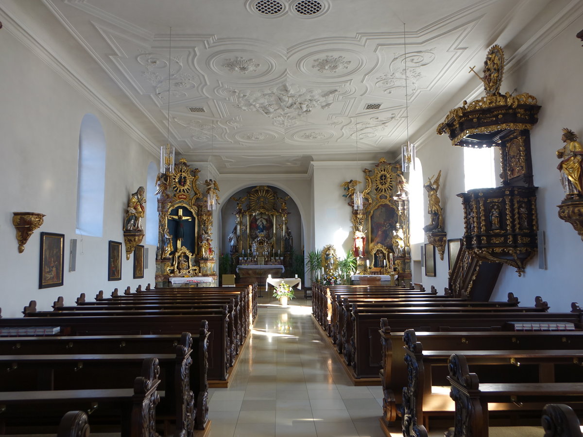 Memmelsdorf, barocke Altre und Kanzel in der Maria Himmelfahrt Kirche (13.10.2018)