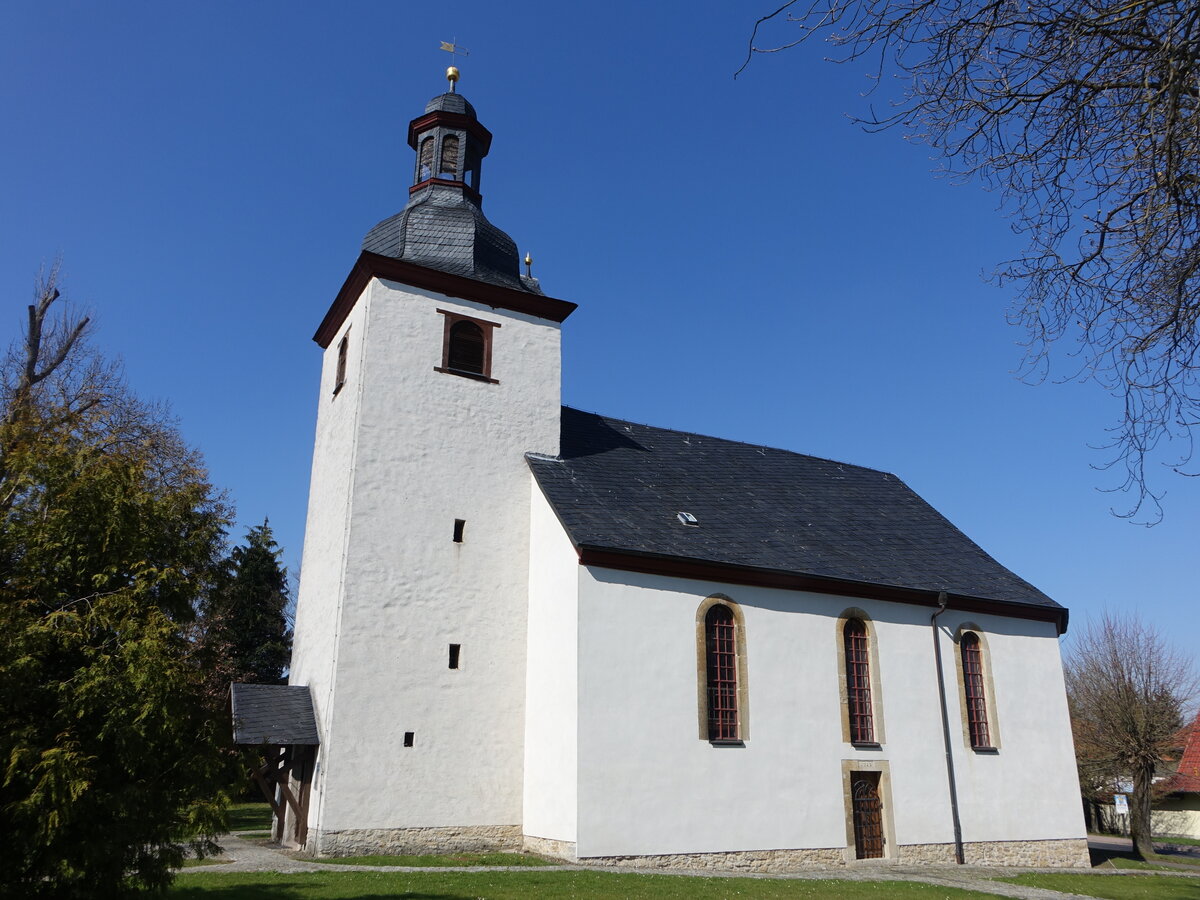 Menteroda, evangelische St. Michaelis Kirche, erbaut von 1716 bis 1722 (07.04.2023)