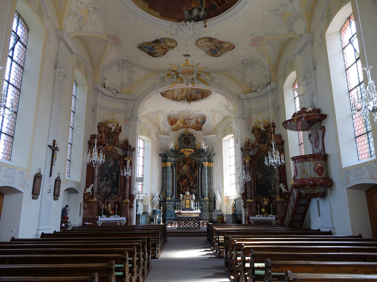 Merdingen, Altre in der Barockkirche St. Remigius, erbaut von 1738 bis 1741 durch Johann Caspar Bagnato (15.08.2016)
