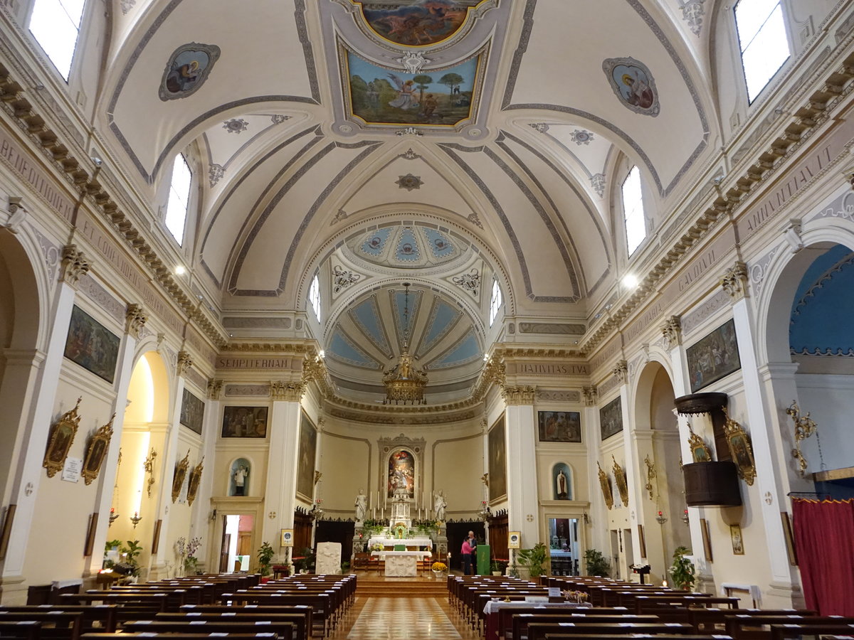 Merlara, Innenraum der Pfarrkirche St. Maria Nativite, Altarbild von Leandro di Bassano (28.10.2017)
