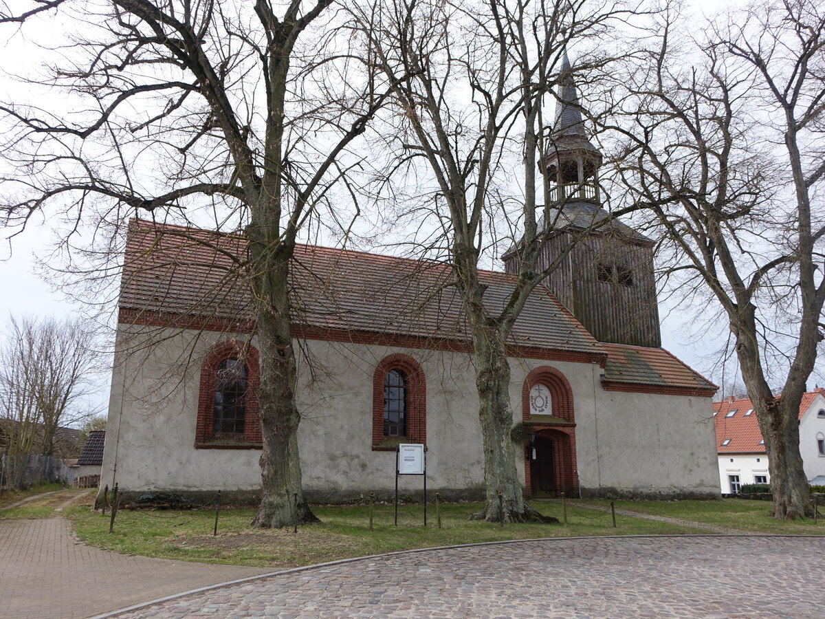 Mescherin, evangelische Kirche, Saalkirche erbaut 1734 (10.04.2026)
