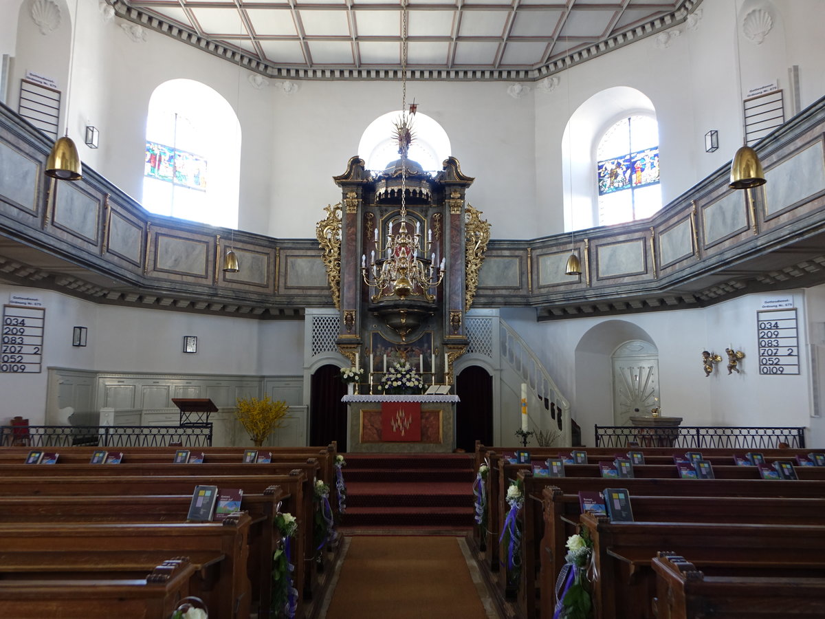 Michelau, Innenraum der Ev. St. Johannes Kirche (07.04.2018)
