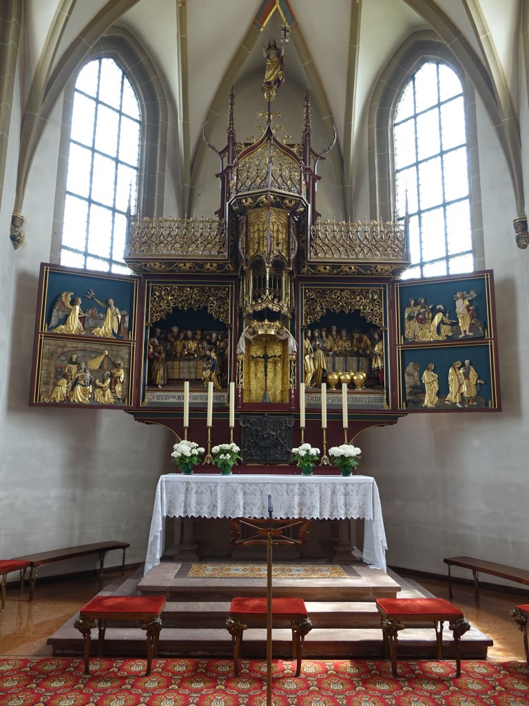 Mingolsheim, neugotischer Hochaltar von 1900 in der St. Lambertus Kirche (31.05.2015)
