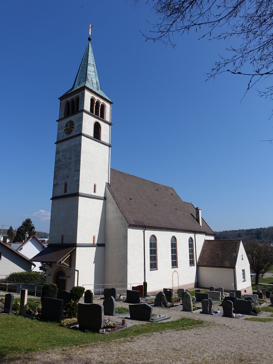Minseln, kath. St. Peter und Paul Kirche, erbaut von 1686 bis 1691 durch Anton Troger (30.03.2019)