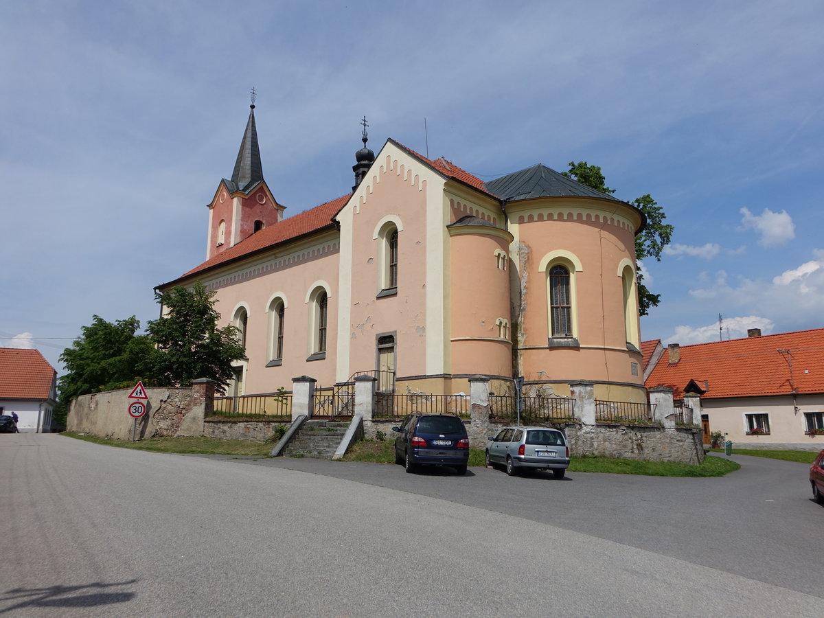 Mirotice, romanische Pfarrkirche St. gidius, erbaut ab 1254 (25.05.2019)