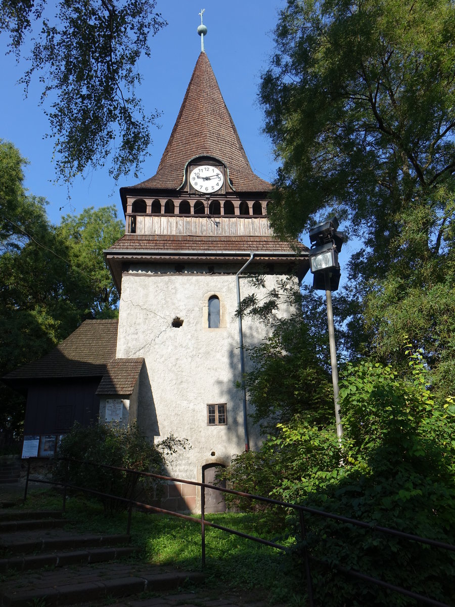 Miskolc, alte reformierte Kirche am Hausberg Avas, gotische Hallenkirche, erbaut um 1470 (05.09.2018)