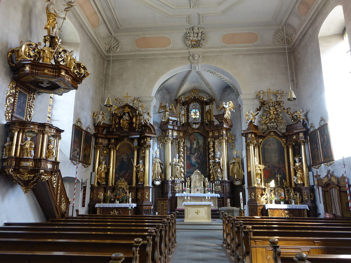 Mittelstreu, barocke Altre und Kanzel in der St. Johannes Kirche (08.07.2018)