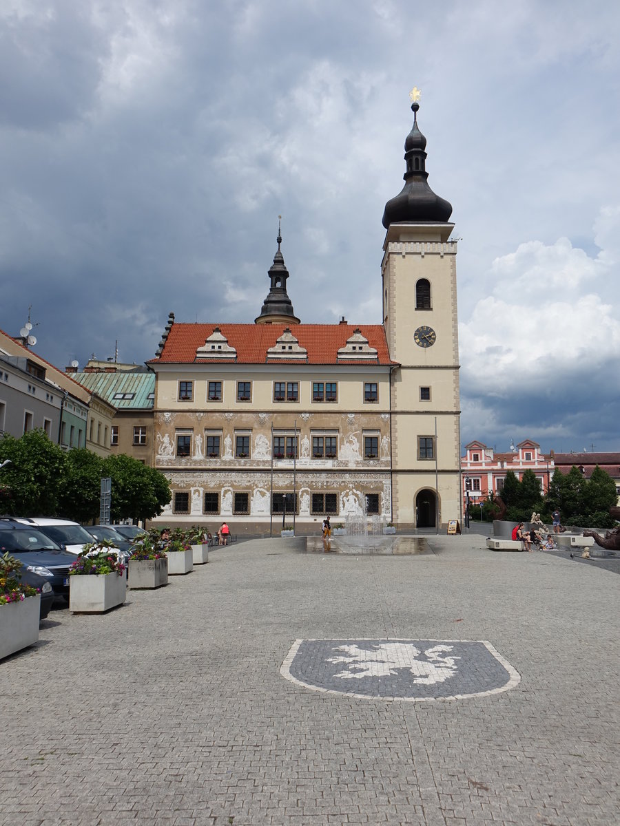 Mlada Boleslav / Jungbunzlau, Renaissance Rathaus, erbaut von 1554 bis 1559 durch Mateo Borgorelli (28.06.2020)