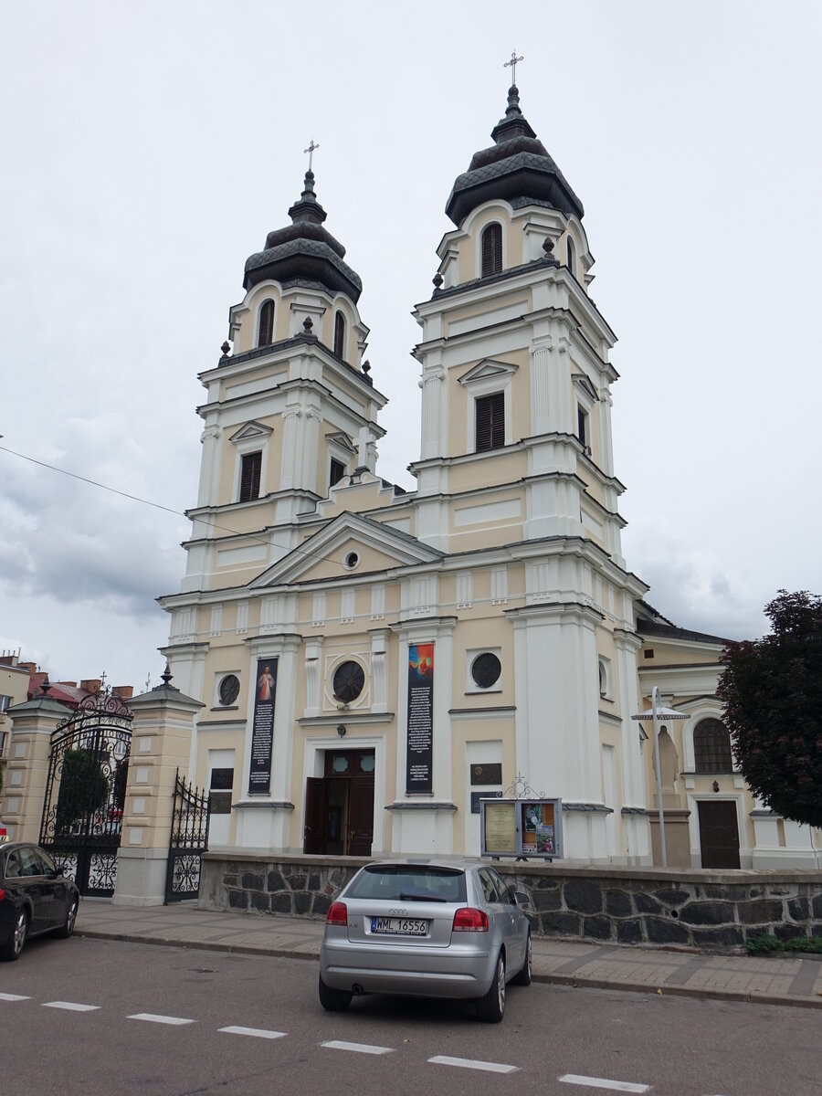 Mlawa / Mielau, Pfarrkirche Hl. Dreifaltigkeit, sptgotische Backsteinkirche, erbaut ab 1477, neubarocker Umbau von 1882 bis 1886  (05.08.2021)