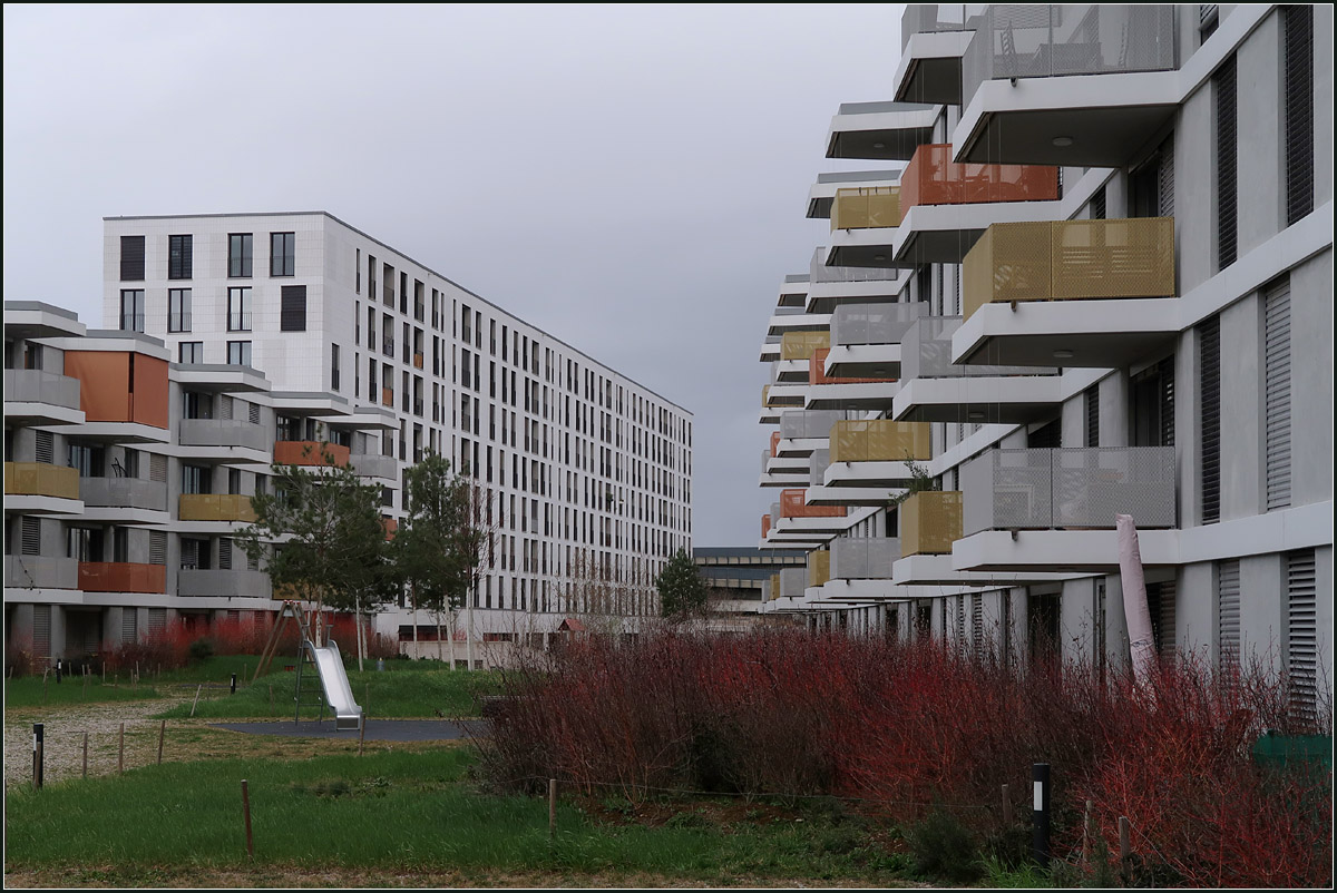 Moderne Architektur in Basel -

Auskragende Balkon und ein Block. Ein Eindruck von den Neubauten im Bereich Erlenmatt-West.

07.03.2009 (M)