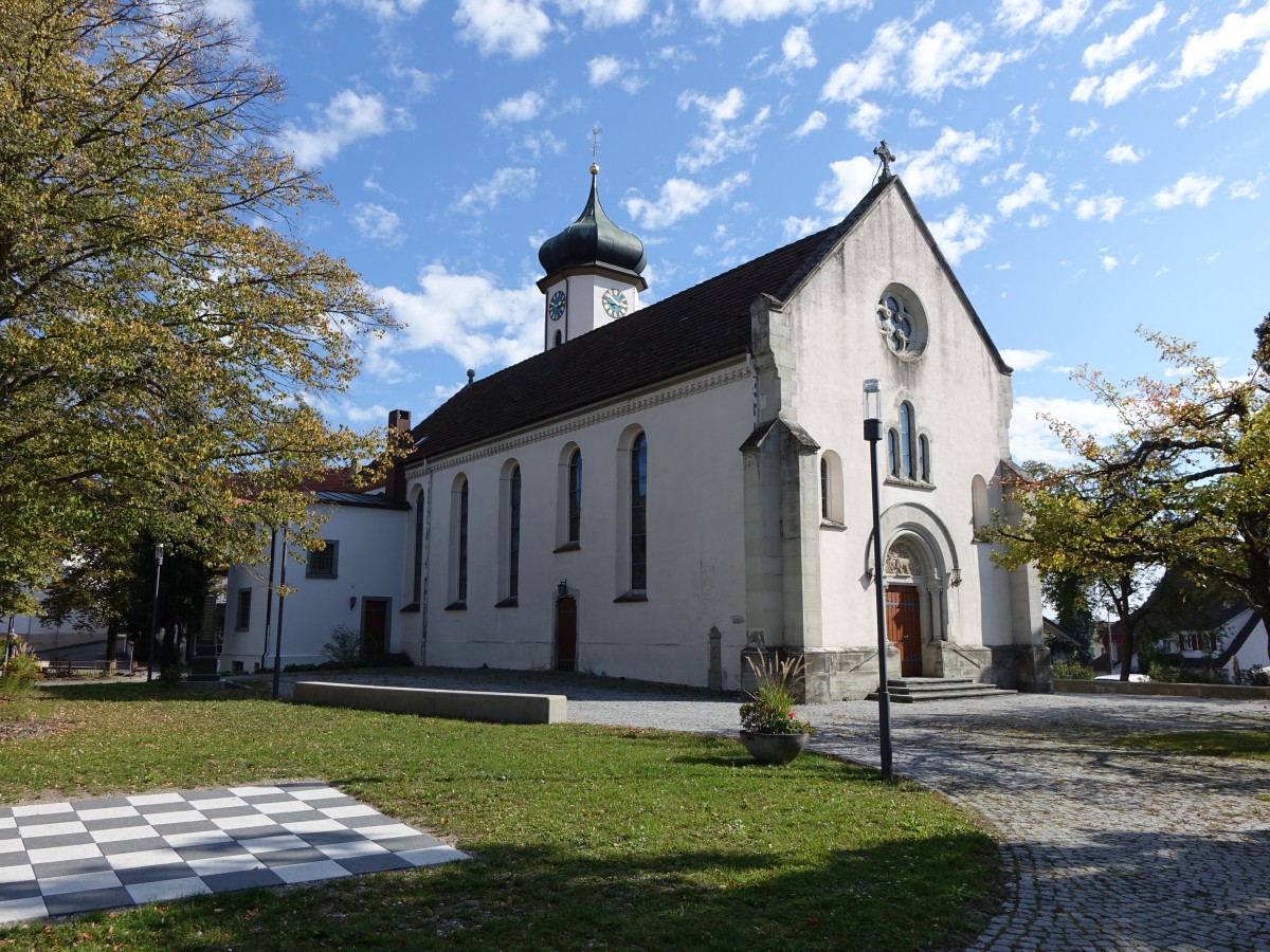 Mggingen, katholische Pfarrkirche St. Gallus, erbaut 1749, Kirchturm erbaut 1839 (03.10.2015)