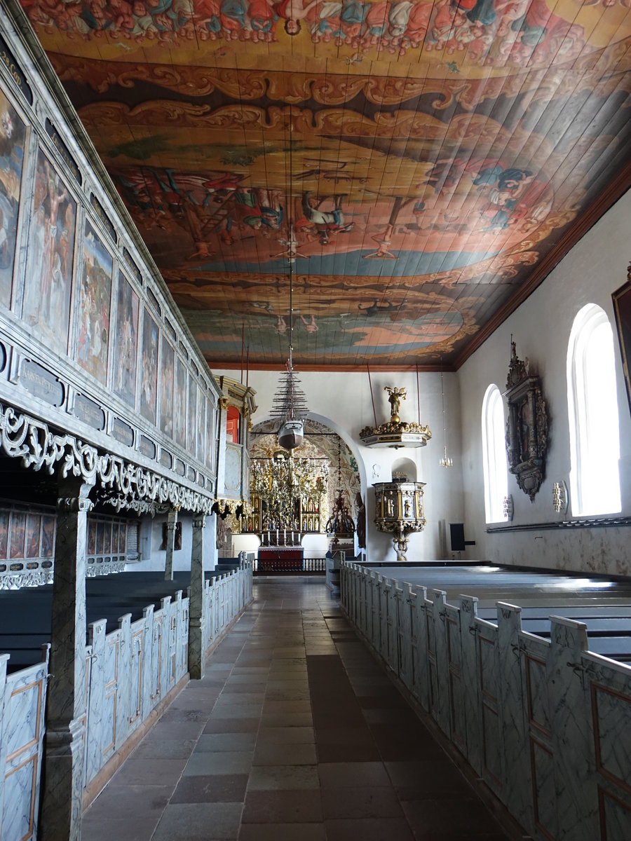 Mogeltonder, Innenraum der Ev. Kirche, Kanzel von 1694 (27.07.2019)
