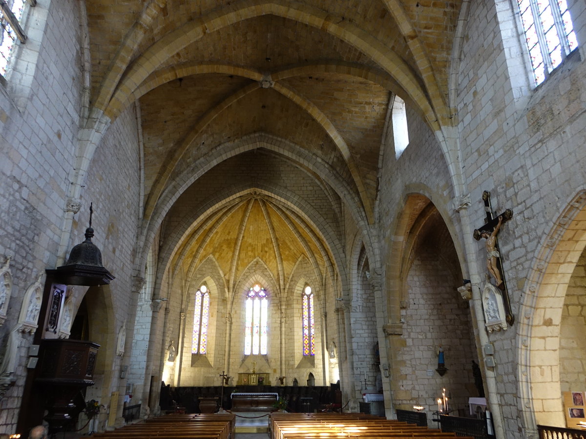 Monpazier, gotischer Innenraum der Pfarrkirche Saint-Dominique (22.07.2018)