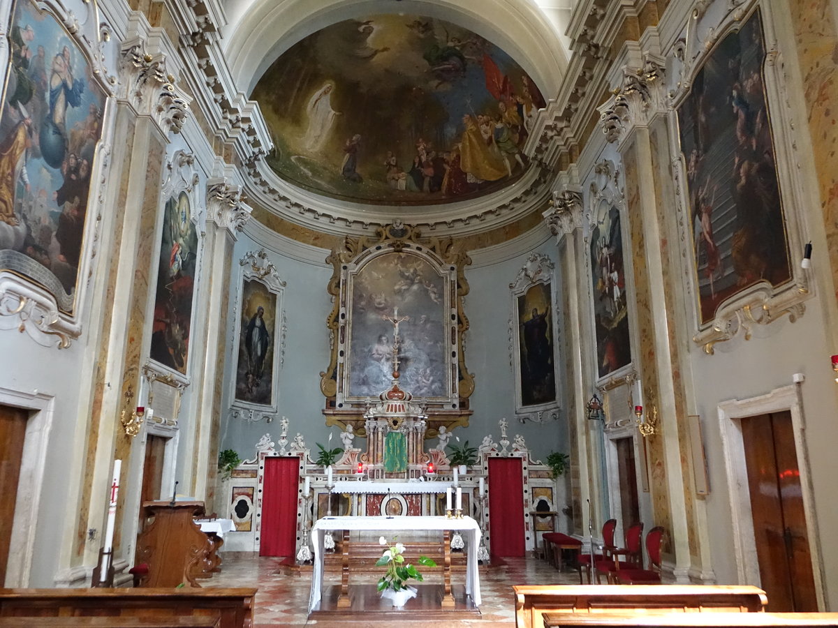 Montagnaga di Pine, barocker Innenraum der Wallfahrtskirche St. Anna (16.09.2019)