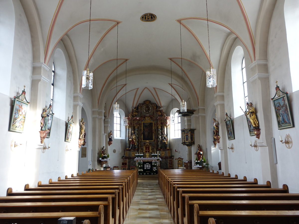 Moosbach, Innenraum der kath. Pfarrkirche St. Johannes (04.11.2017)