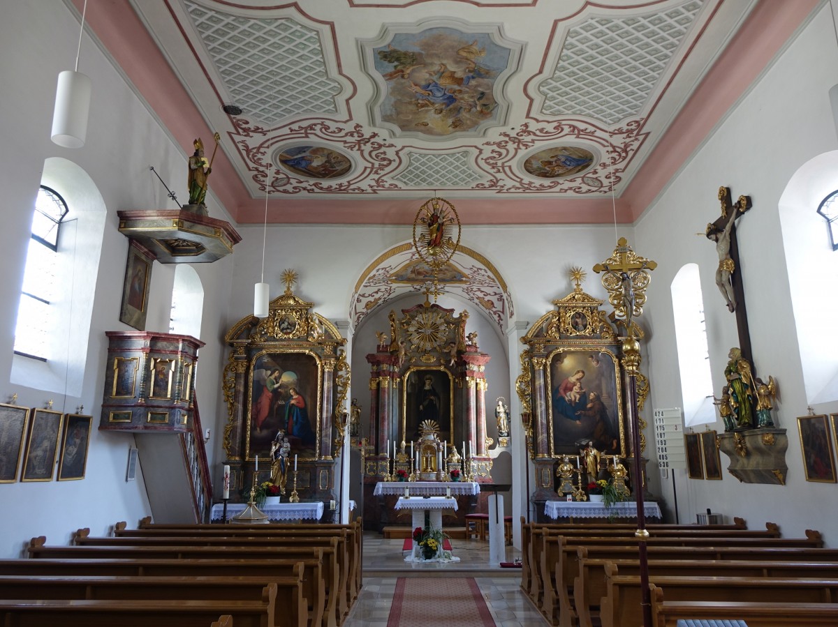 Morsbach, barocker Innenraum der St. Walburga Kirche (23.08.2015)