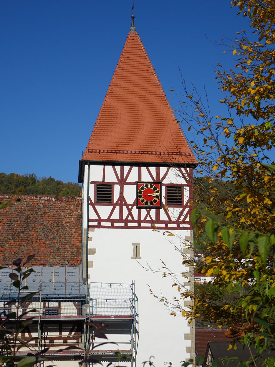 Morsbach, Ev. Wehrkirche St. Alban und St. Wendelin, erbaut im 14. Jahrhundert (15.10.2017)