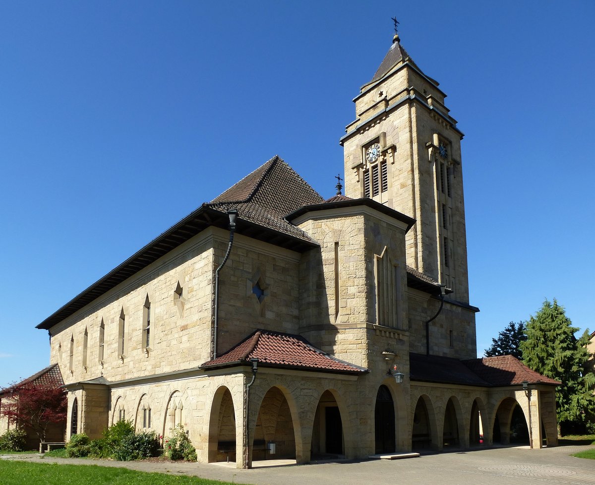 Mhlacker, die katholische Herz-Jesu-Kirche, erbaut 1925, Aug.2019