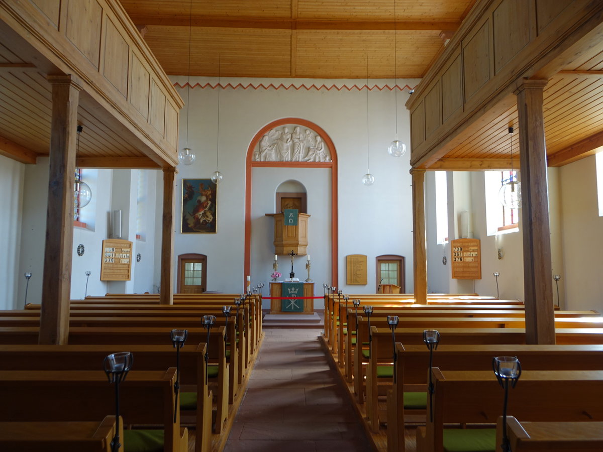 Mhlhausen, Innenraum der Ev. Pfarrkirche Hl. Kreuz (01.07.2018)