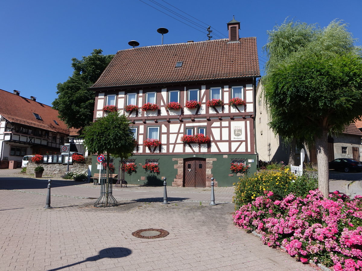 Mnklingen, Fachwerk Rathaus in der Dorfstrae (01.07.2018)