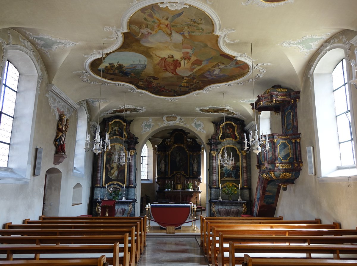 Munzingen, barocke Altre in der Pfarrkirche St. Stephan (15.08.2016)