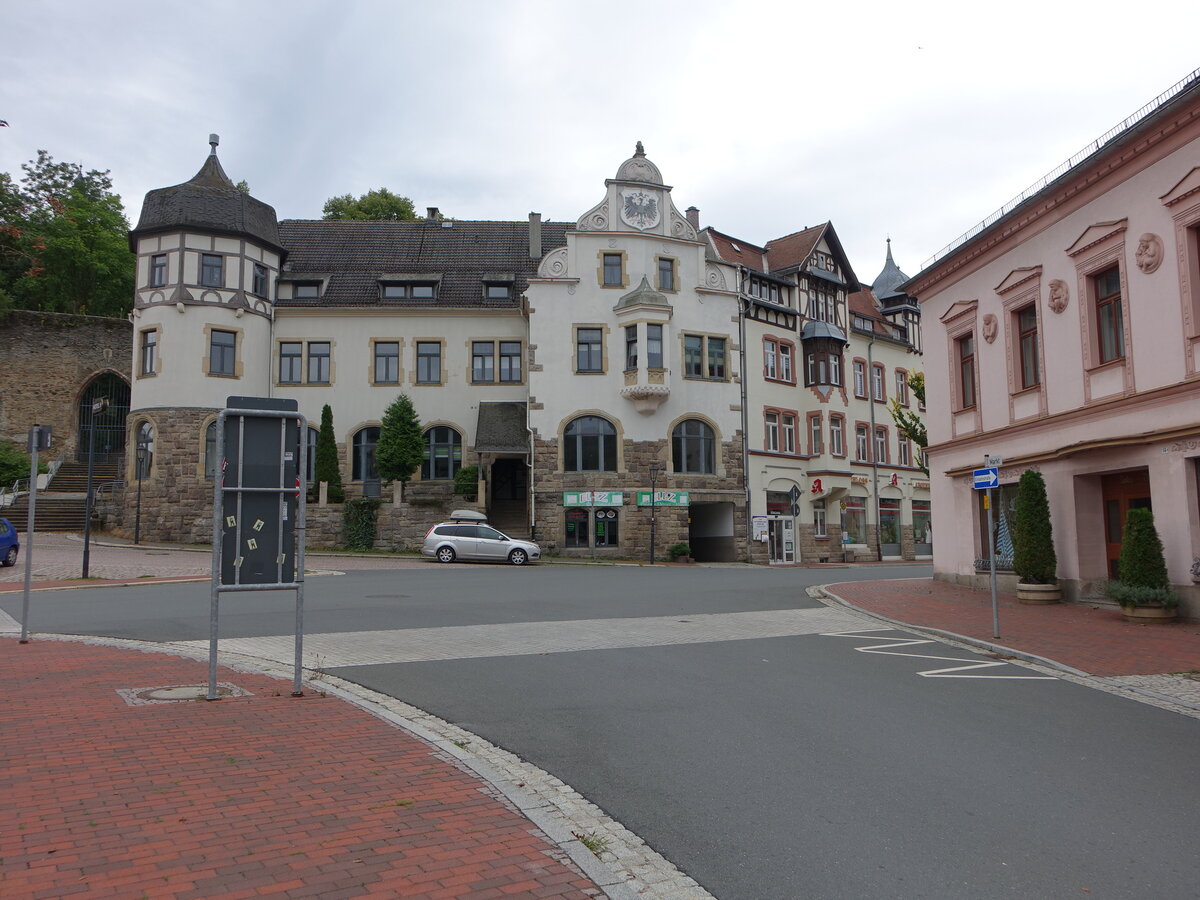 Mylau, Huser am Marktplatz (12.08.2023)