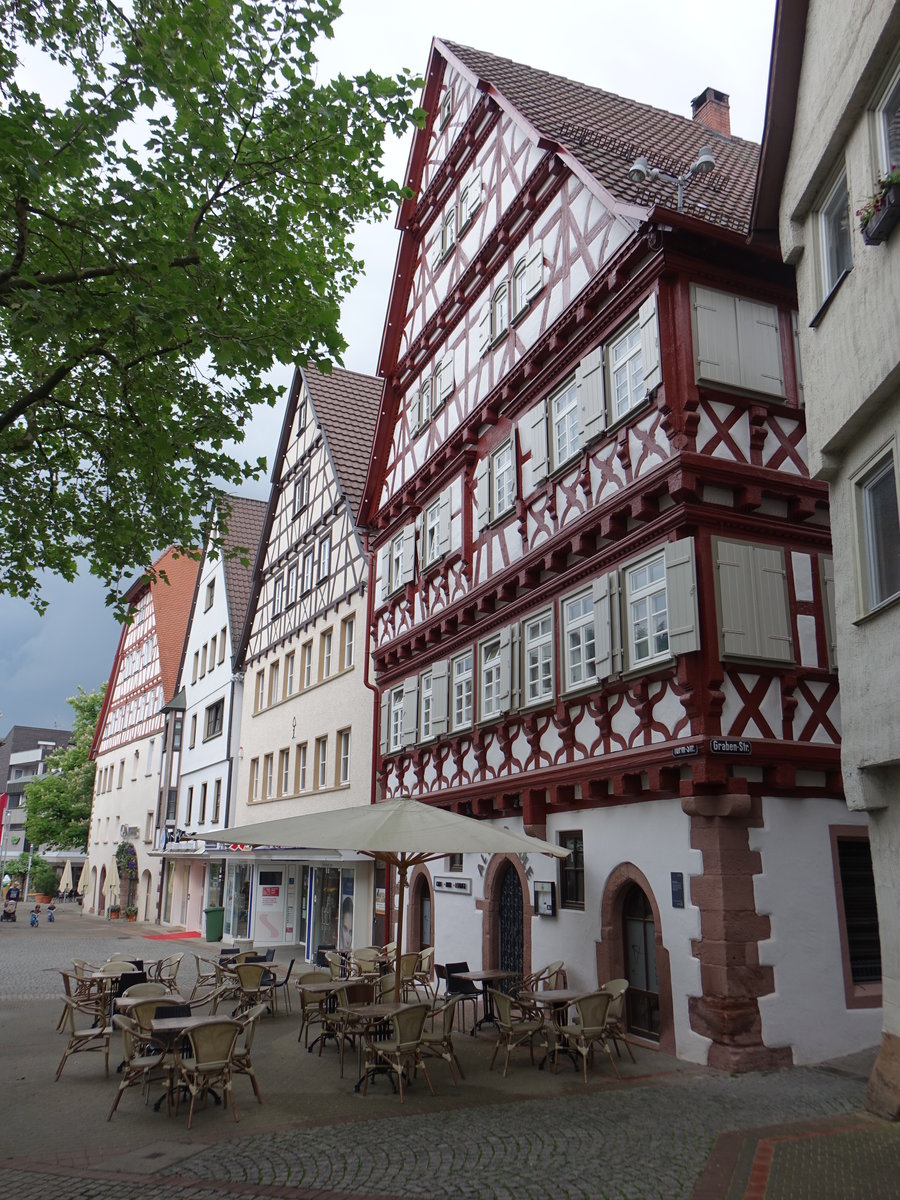 Nagold, Fachwerkhuser in der Turmstrae in der Altstadt (10.05.2018)