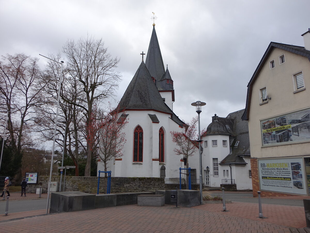 Nasttten, evangelische St. Salvator Kirche, erbaut im 13. Jahrhundert (30.01.2022)