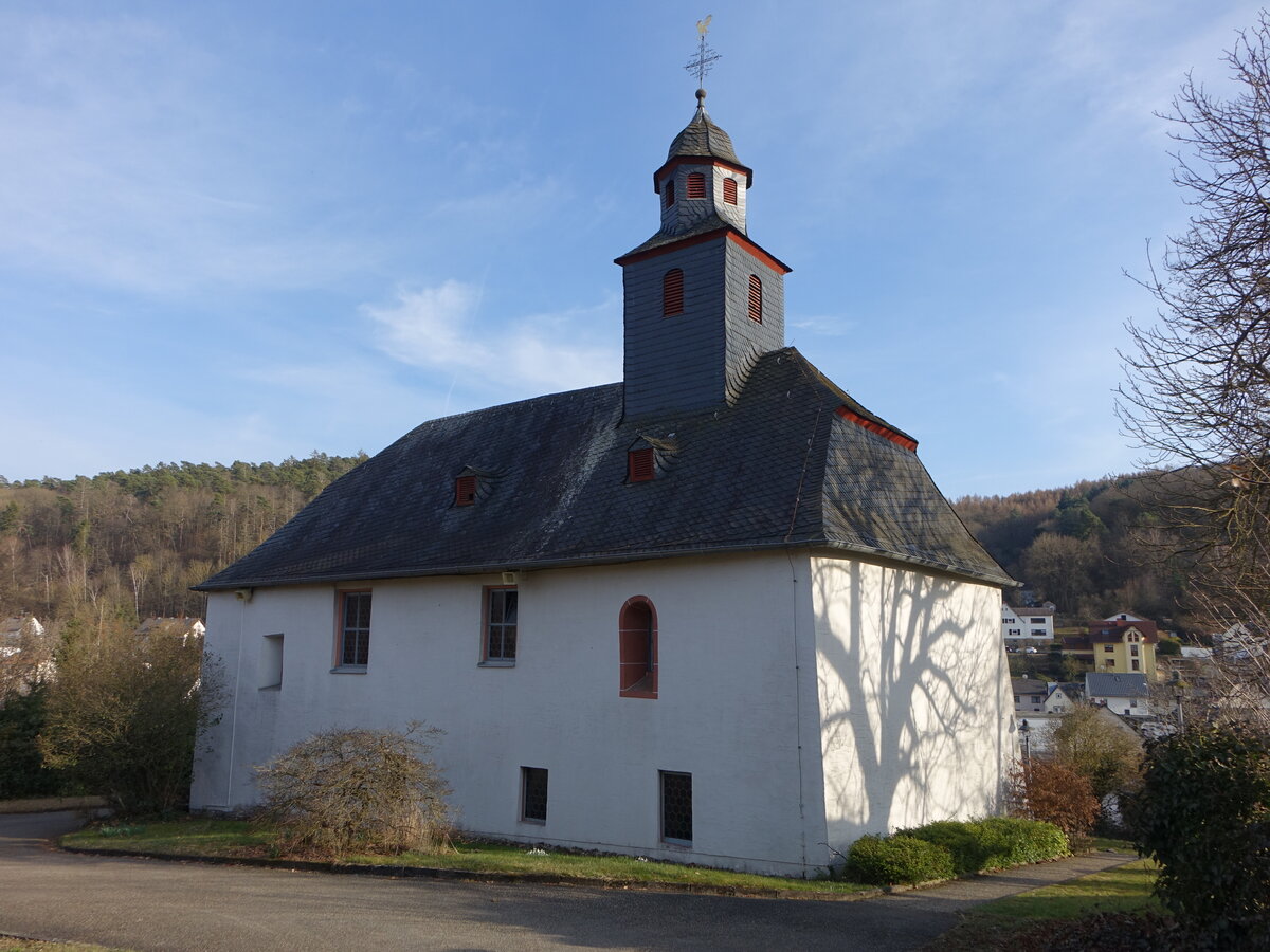 Nauborn, evangelische Kirche, romanische Saalkirche, Umbau im 17. Jahrhundert (13.03.2022)