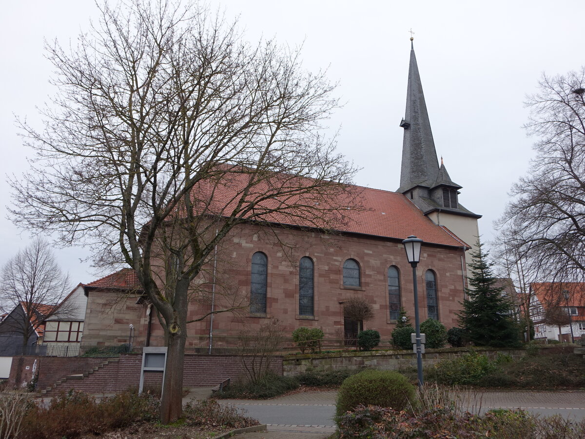 Nesselrden, barocke Pfarrkirche St. Georg, erbaut 1710 (18.03.2024)