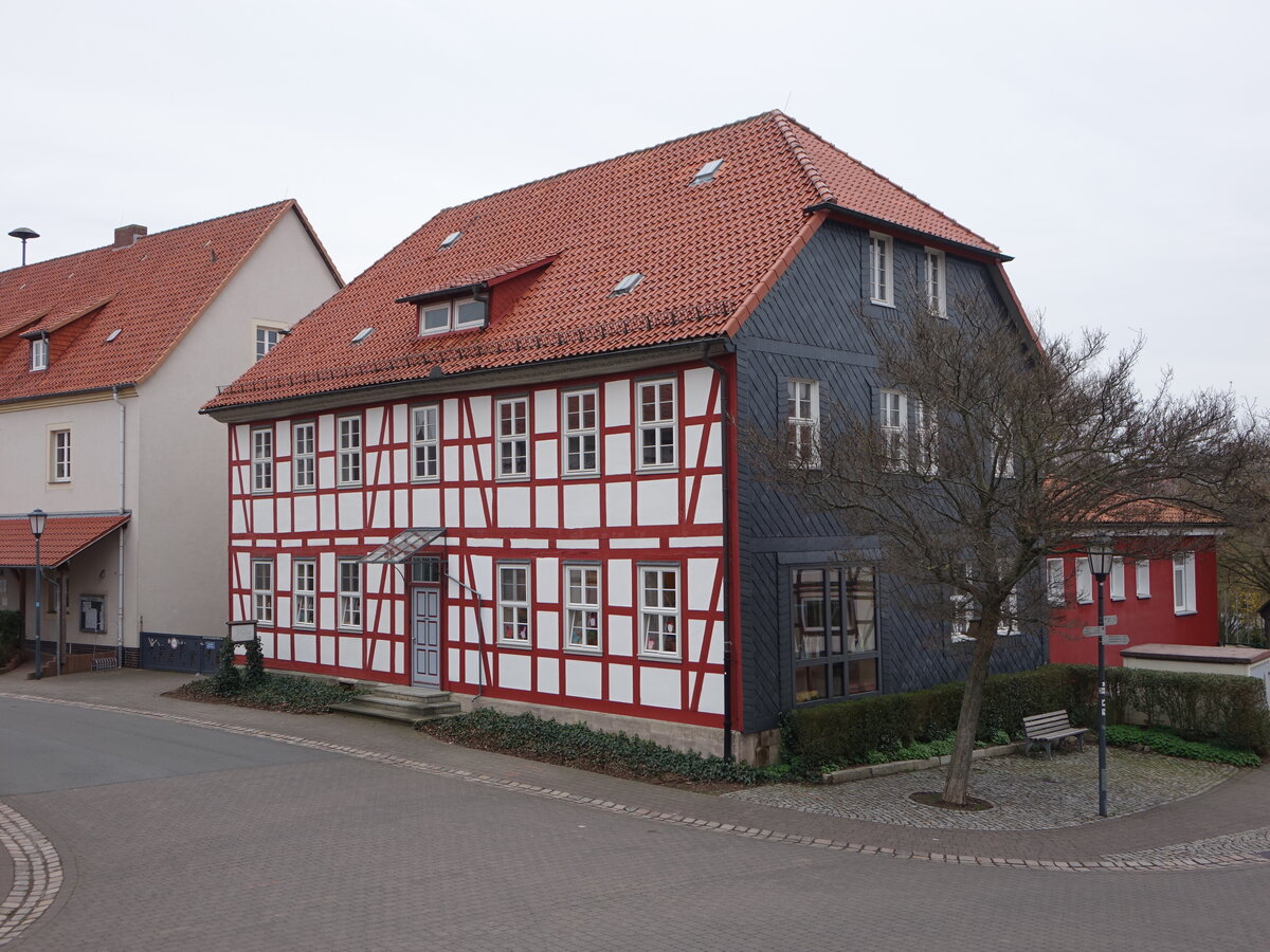 Nesselrden, Fachwerkhaus des Kindergarten in der Georgstrae (18.03.2024)