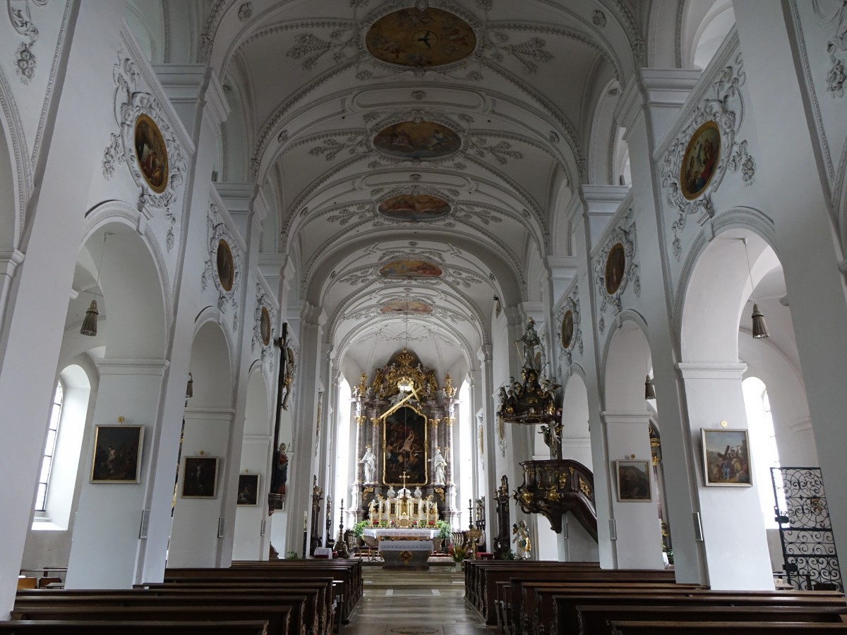 Neuburg, barocker Innenraum der Stadtpfarrkirche St. Peter (23.08.2015)