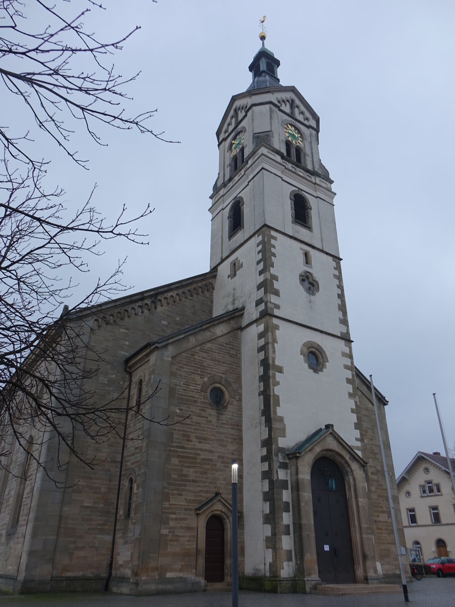 Neuhausen, kath. Pfarrkirche St. Petrus und Paulus, erbaut von 1850 bis 1852 (03.02.2019)