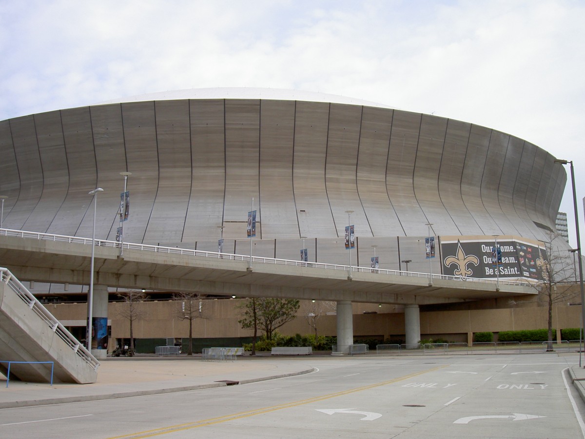 New Orleans, Superdome, erbaut von 1971 bis 1975, Architekt Curtis und Davis, max. Zuschauerkapazitt 73208 (13.03.2007)