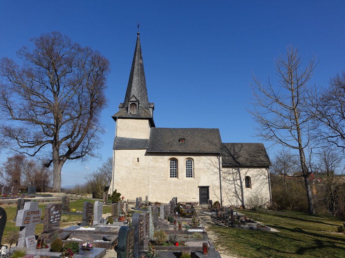 Niederbrechen, romanische Berger Kirche, erbaut ab 910 (19.03.2022) 