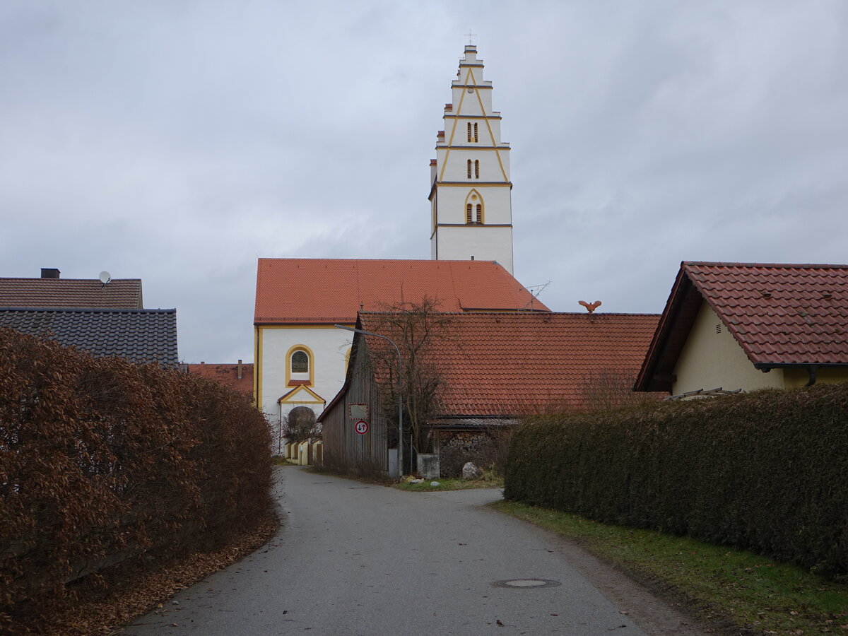 Niedermotzing, Pfarrkirche St. Bartholomus, erbaut 1722 (26.12.2016)