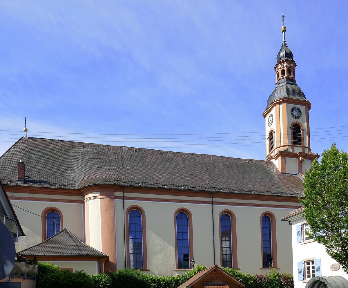 Niederschopfheim, die katholische Kirche St.Brigitta, erbaut 1754-57, Juni 2020