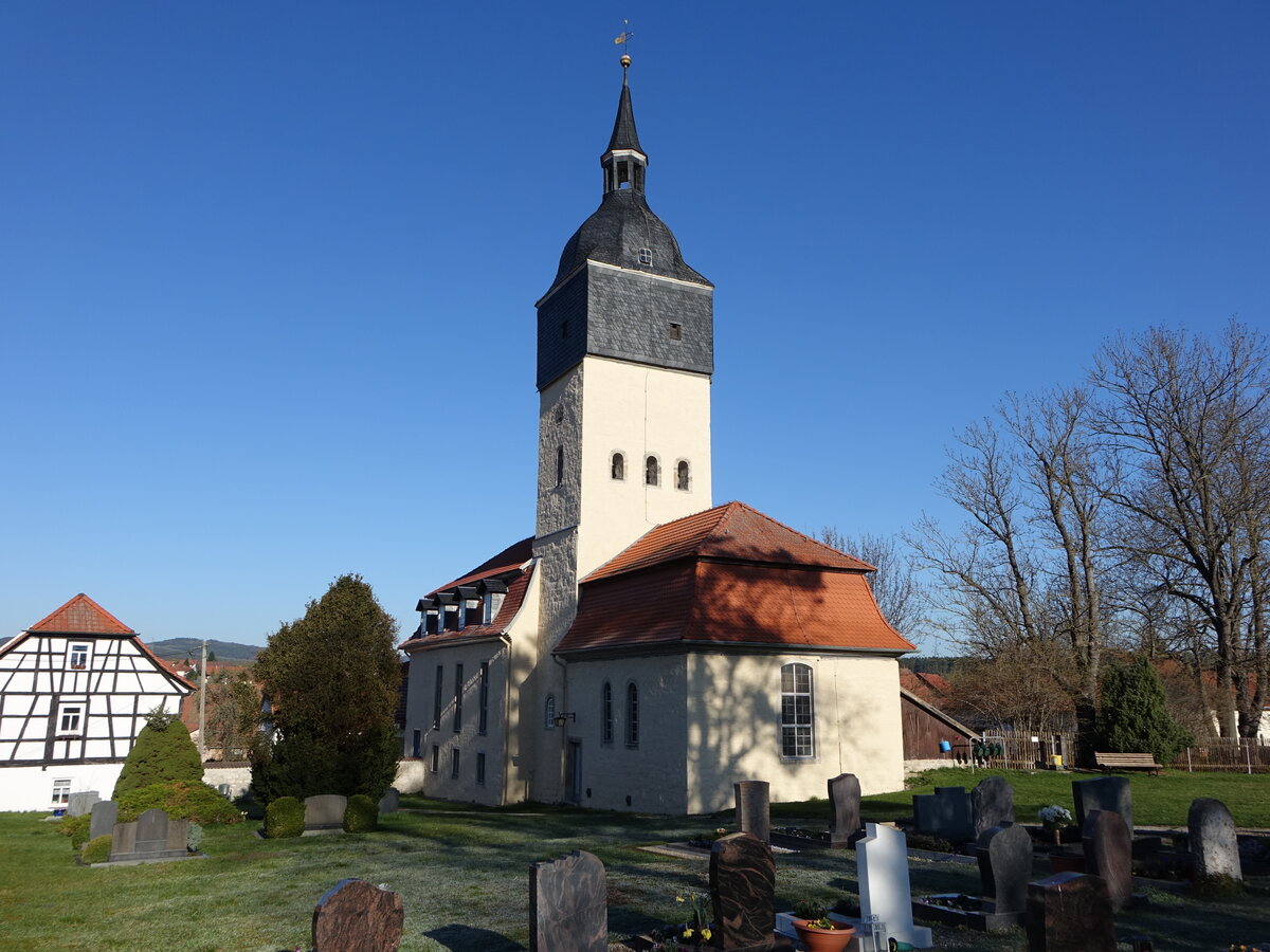 Niederwillingen, evangelische Kirche St. Peter und Paul, erbaut 1786 (17.04.2022)