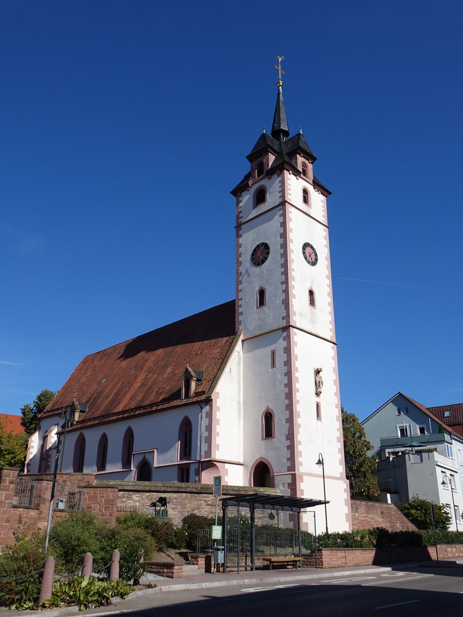 Niefern, evangelische St. Marien Kirche, Chor von 1350, Langschiff erbaut von 1480 bis 1490 (12.08.2017)